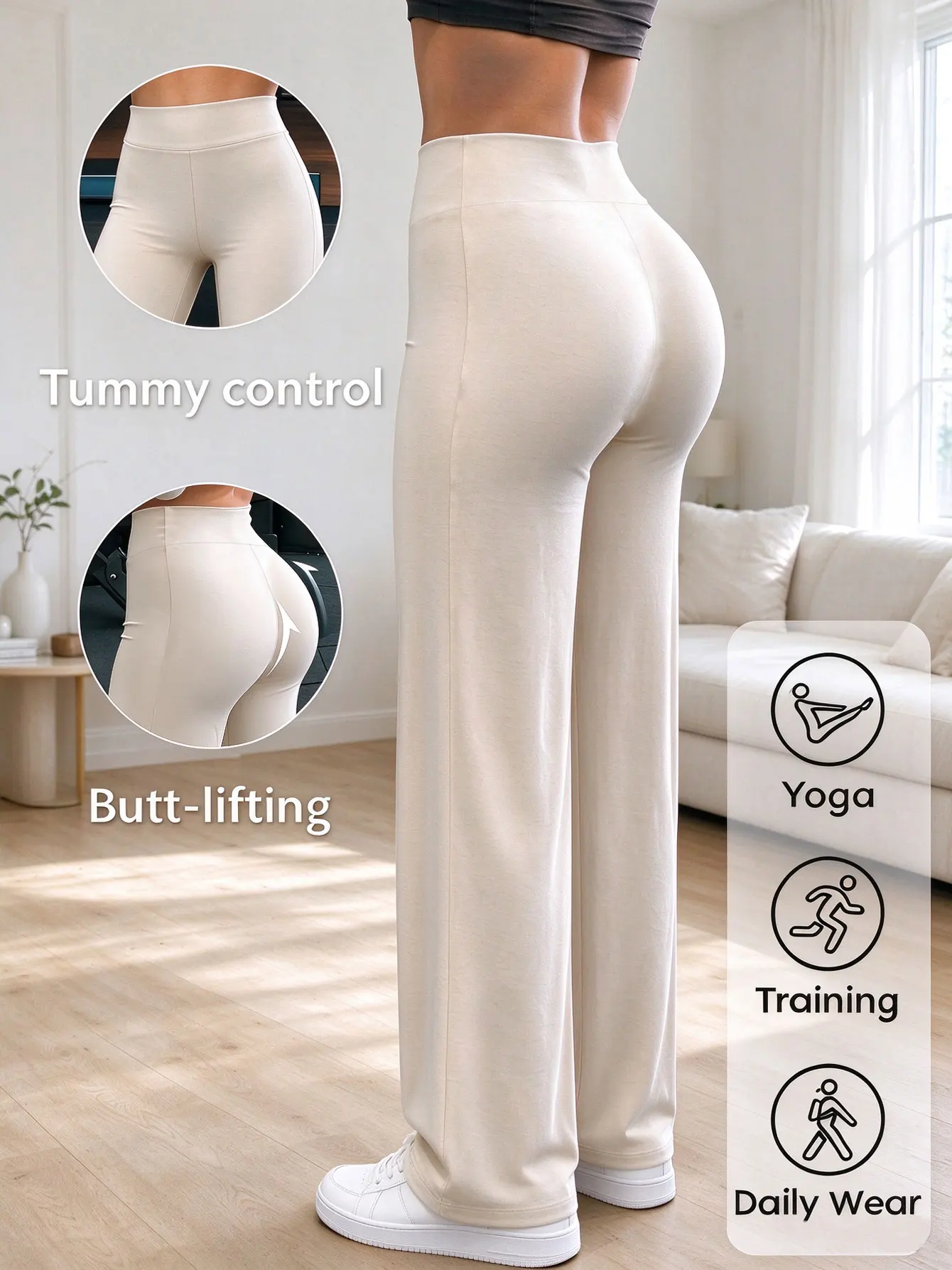Women's High-Waisted Wide-Leg Yoga Pants, Yoga Straight-Leg Pants, Outdoor Sports Casual Pants, High-Waisted Wide-Leg Yoga Pants for Women, Drapey Slimming Straight-Leg Pants, Casual Sports and Commuting Versatile Long Pants, Women's Leggings