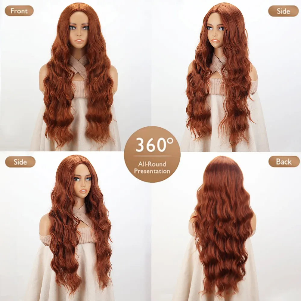 Synthetic Wigs Long Wave Hairstyle Wigs middle orange black wig heat-resistant fiber synthetic wig for women Cosplay