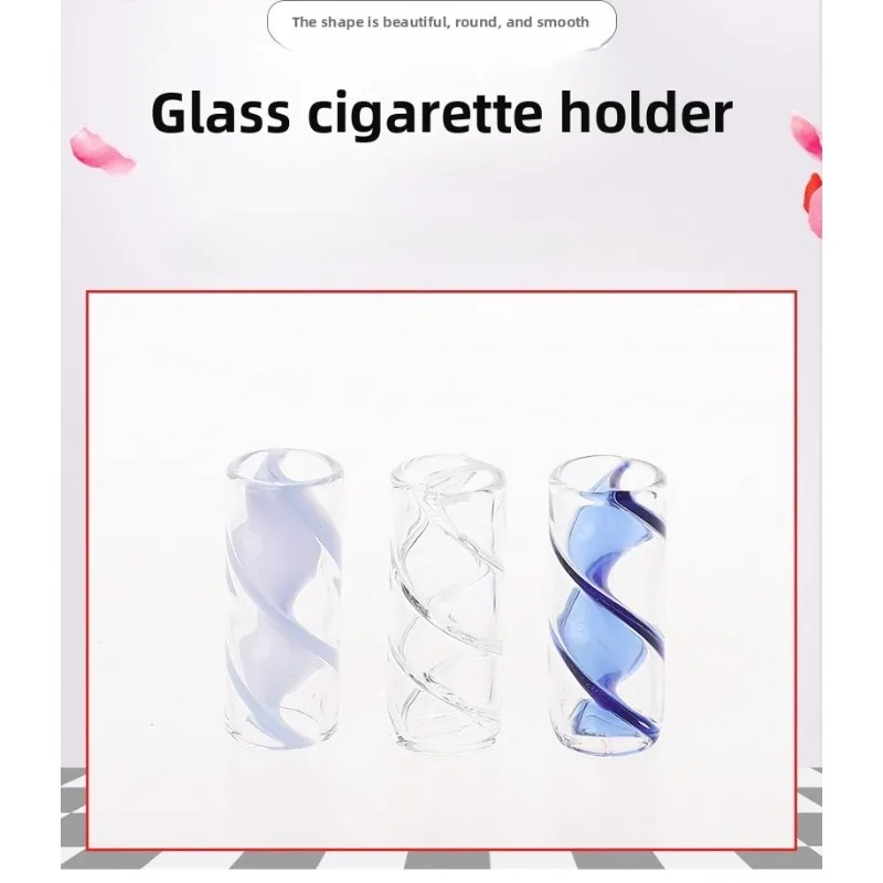 2PCS 12MM Spiral Reusable Glass Crutch Tip Cigar Cigarillo Herb Cigarette Filter Tips Smoking Tool Mouthtip
