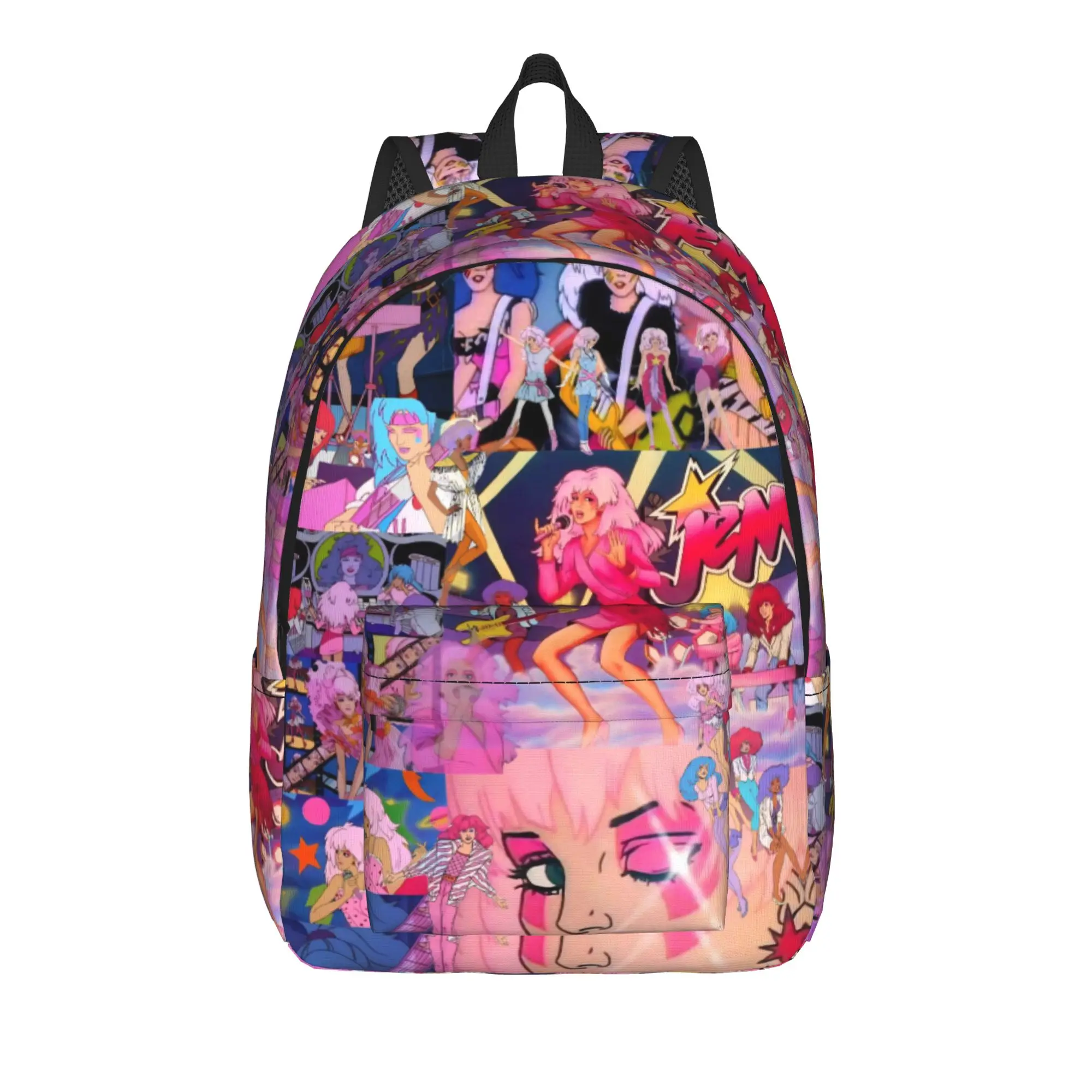 Jem And The Holograms Fashion Backpack Durable High School Business  Daypack for Men Women Laptop Computer Shoulder Bag