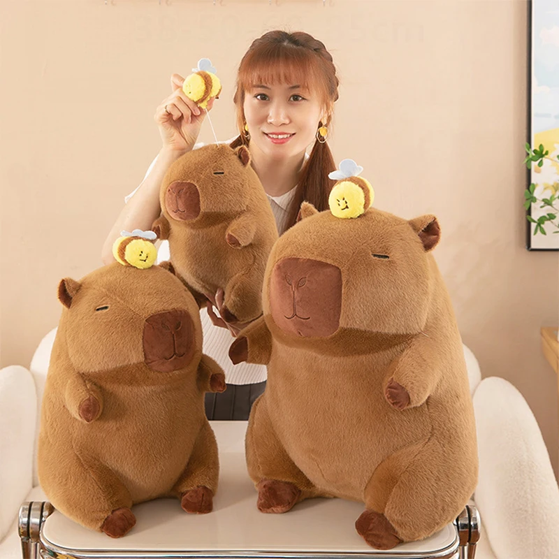 

Kawaii Plush Stuffed Doll Cute Capybara Bee Pull String Vibrating Soft Toy for Kids Birthday Xmas Gift Cuddly Baby Present