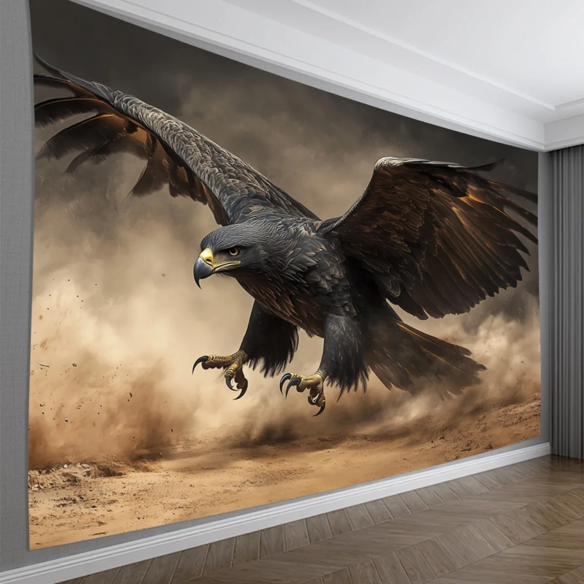 Epic Realistic Eagle Predator Wall Tapestry Art Decor Canvas Wall Hanging Wildlife Mural for Modern Living Room Home Accent