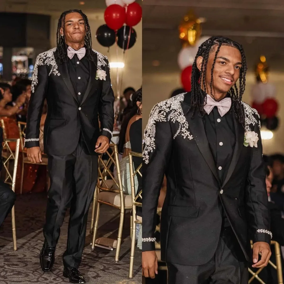 Design Wedding Tuxedoes Slim Fit Crystal Peaked Lapel Men Suit Fashion 2 Piece Set Jacket Pants Evening Blazers Customized
