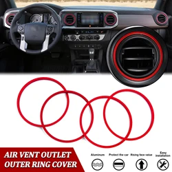 Carro vermelho interior AC ventilação exterior círculo circundante anel, guarnição para Toyota Tacoma 2016, 2017, 2018, 2019, 2020, 2021, 2022, 2023, 4pcs