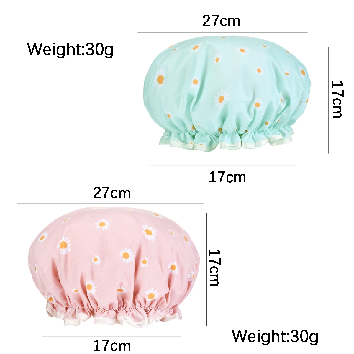 Reusable Shower Caps Double Layer Waterproof Shower Cap Elastic Hair Cap for Girls Women Shower Spa Hotel Travel