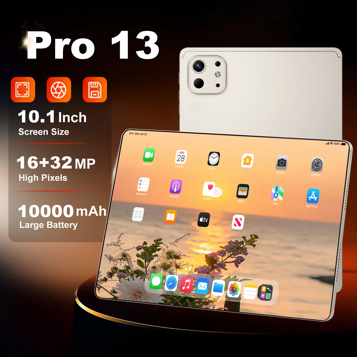 Hot Pro 13 Pad Tablet PC 10.1 inch HD Screen 2TB Global Version 5G Dual SIM Android Office Tablet 10000mAh Battery