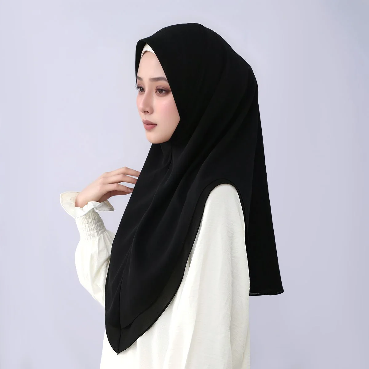Nuevo Hijabs instantáneos de gasa de doble capa listos para usar para mujeres musulmanas cubierta completa envolturas para la cabeza bufanda Bandana interior sólida Ramadán