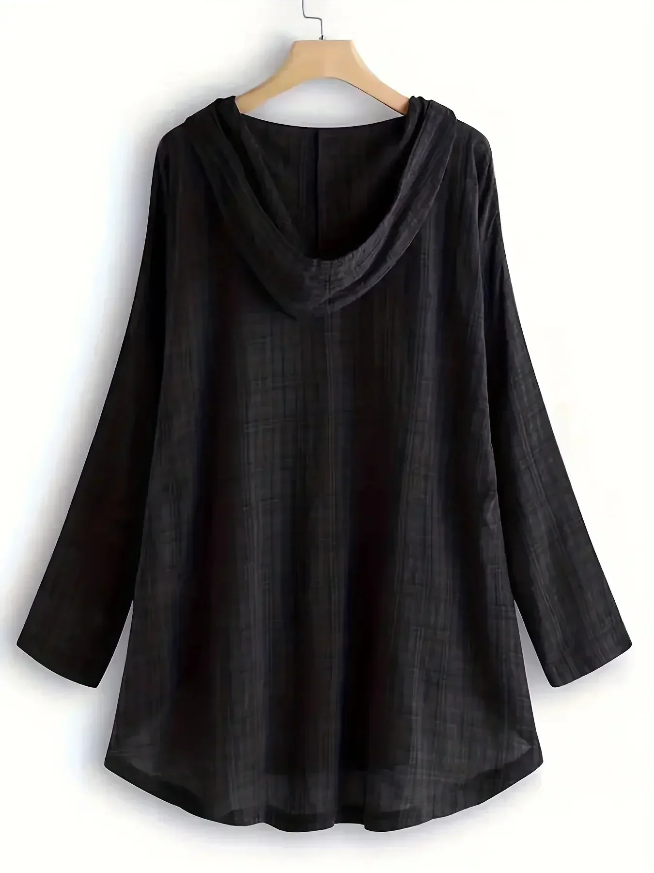 حجم كبير 1XL-5XL المرأة عادية مقنع قميص فضفاض موضة منقوشة مطبوعة بأكمام طويلة البلوز قميص فضفاض متعدد الاستخدامات