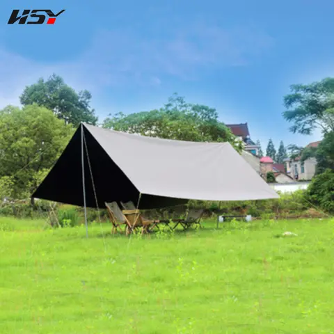 6x4.4M UPF50 + 방수 5000MM 블랙 코팅 야외 방수포 캠핑 생존 태양 카키 비 천막 캐노피 정원 Pergola 텐트