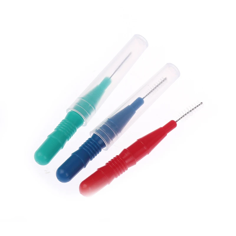 10 pçs i-tipo push pull escova interdental limpeza entre os dentes cuidados orais ortodôntico i forma fio dental