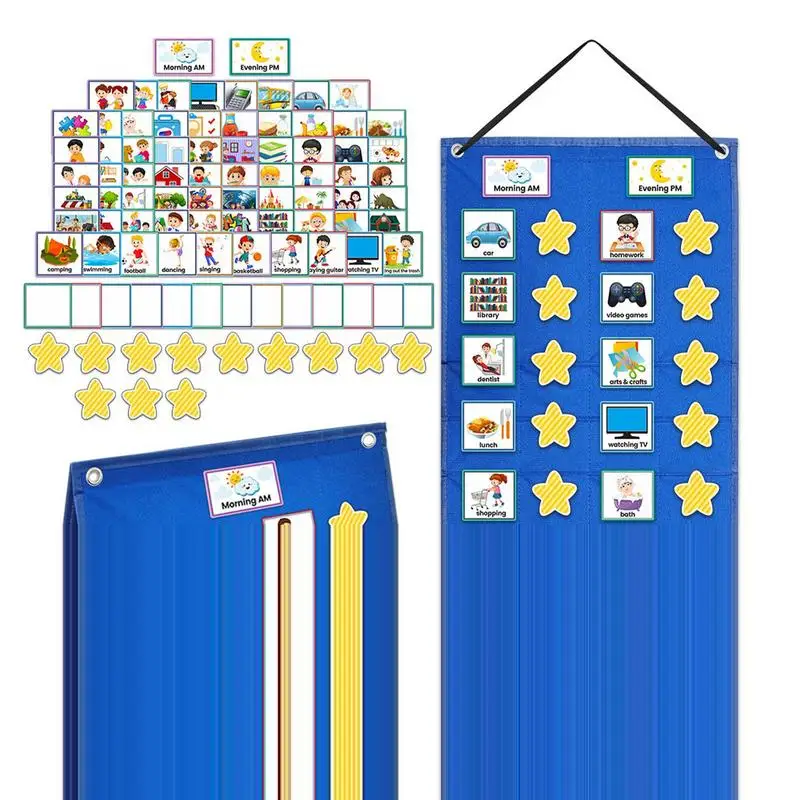 Daily Schedule For Kids Wall Planner Board For Toddler Visual Schedule Daily Routine Chart With 72 Cards For Home And Family