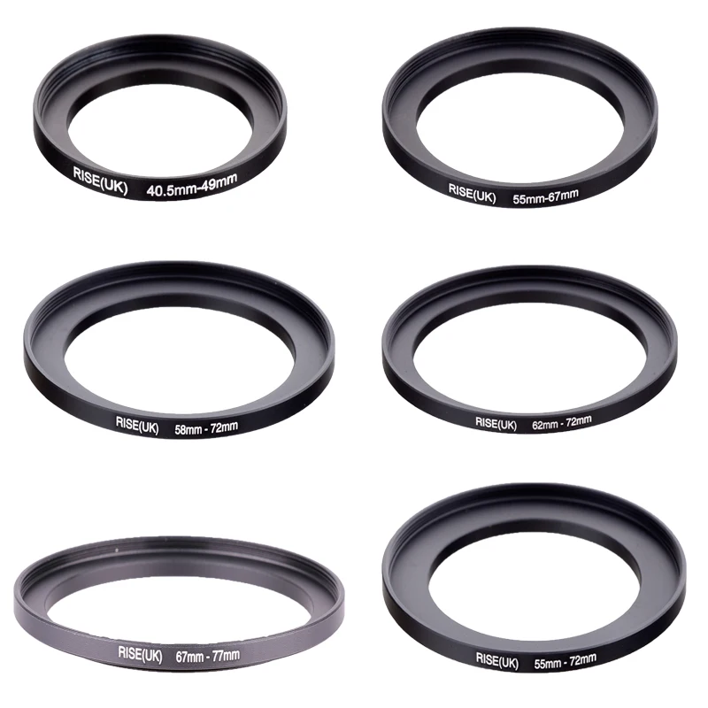 40.5-49 55-67 55-72 55-77 58-67 58-72 58-77 62-72 62-77 67-77mm Metal Step Up Rings Lens Adapter Filter Set for UV ND CPL Lens