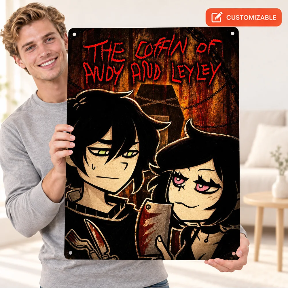 The Coffin Of Andy And Leyley Printed Poster Customized Aluminum Metal Sign Two Siblings Red Backdrop Wall Art For Game Lounge
