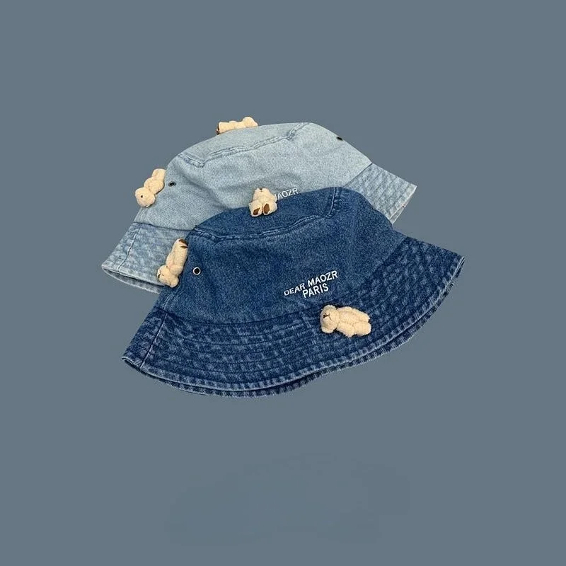 

Women's Spring and Summer Casual Wild Fisherman Hat Sunscreen Sun Hat Cute Bear Cowboy Basin Hat