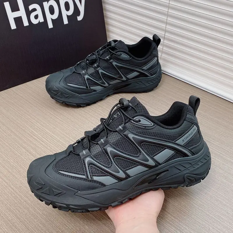 Mens All Day Casual Sport Sneakers Perforated Air Mesh Elastic Outsole Anti Abrasion Outdoor Fitness Walking Footwear