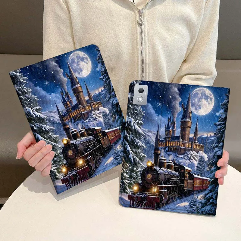 

Snowy Castle Train Night Tablet Case For Legion Xiaoxin Pad P12 Pro Y900 GT 2023 2025 12.1 12.7 14.5 inch
