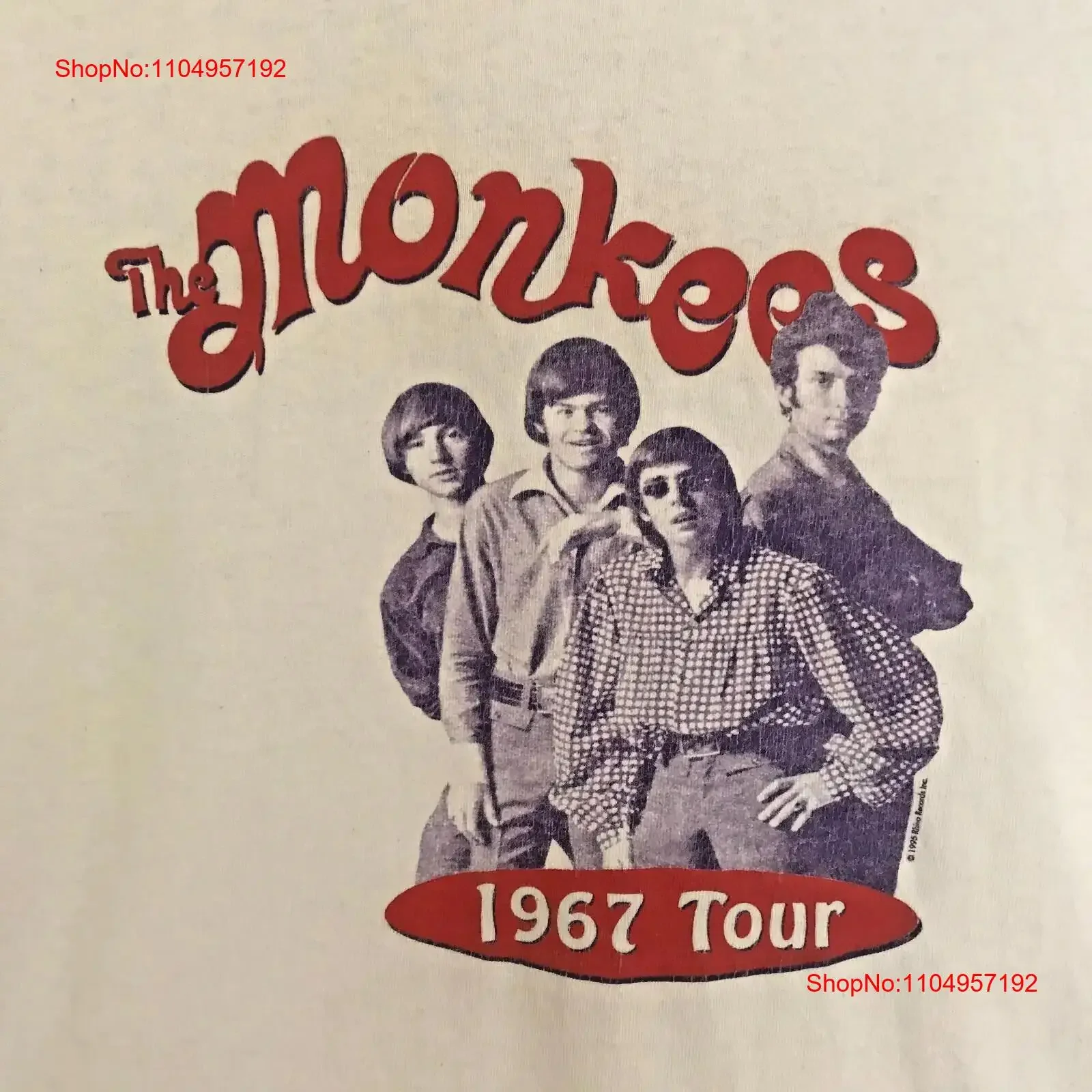 

RARE The Monkees 1967 Tour T Shirt Retro 1995 Adult XL White Rhino Records vintage Washed streetwear homme Stretched