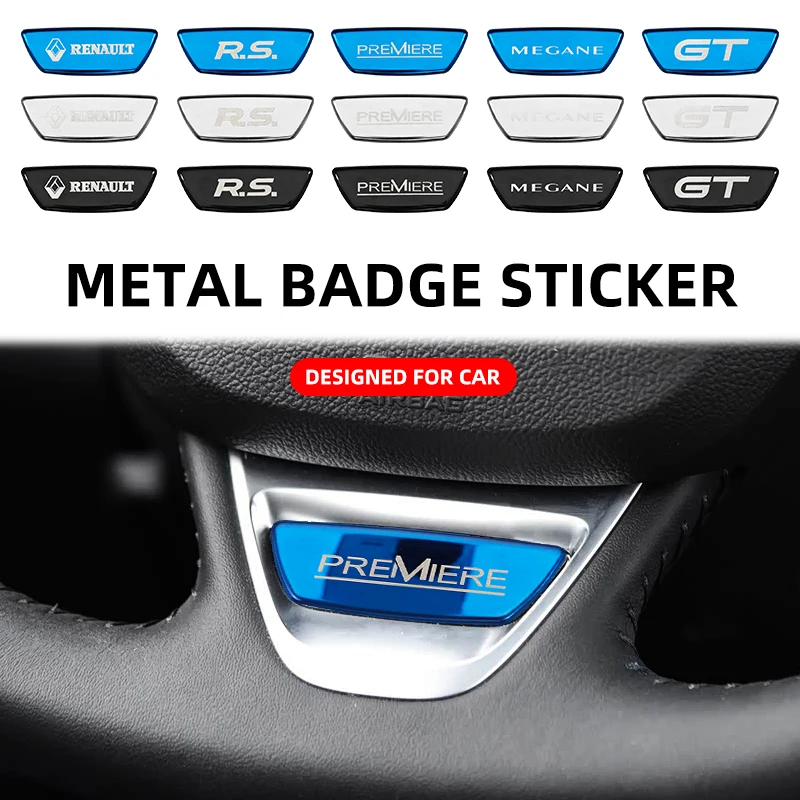 Adesivo de emblema para volante de carro, acessórios de metal para Renault Clio Megane Captur Master Logan Kangoo Trafic Duster Sandero