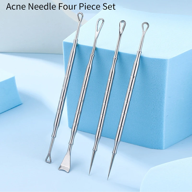 Aiguille d'acné en acier inoxydable, pour éliminer les points noirs et presser les boutons, dissolvant de points noirs, outil Popper, soins de la peau, 1/4 pièces