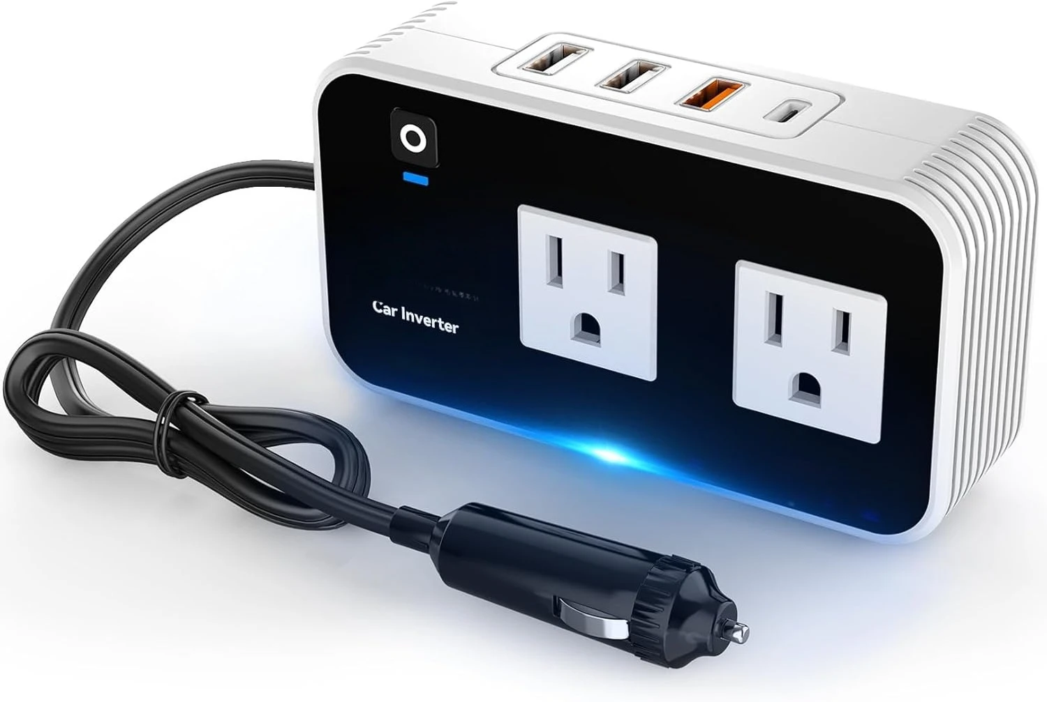 200W Car Power Inverter 12V to 110V for Vehicles, Car Plug Adapter Outlet with 4 USB Fast Charger, Lighter Adapter for Phone