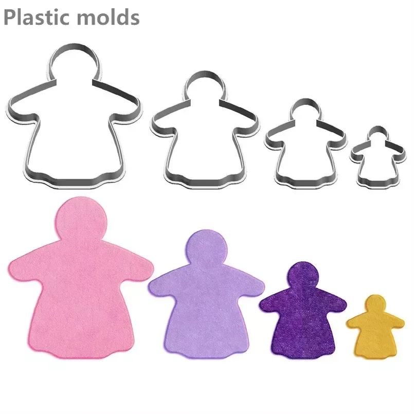 

Four Specifications Cartoon Human Beings Rag Doll Child Toys,Plastic Mold,Cake Fondant Tools,Cookie Sushi and Fruits Cutters