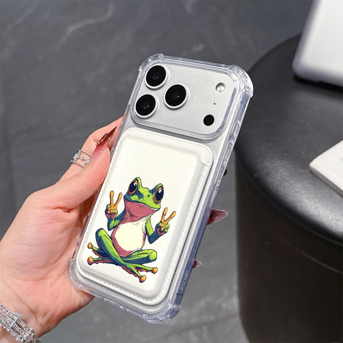 Anime cool frog Phone Case For iPhone 17 16 15 14 13 Pro Max Plus Wallet Pocket Transparent Soft TPU for Magnetic Phone Case view 4