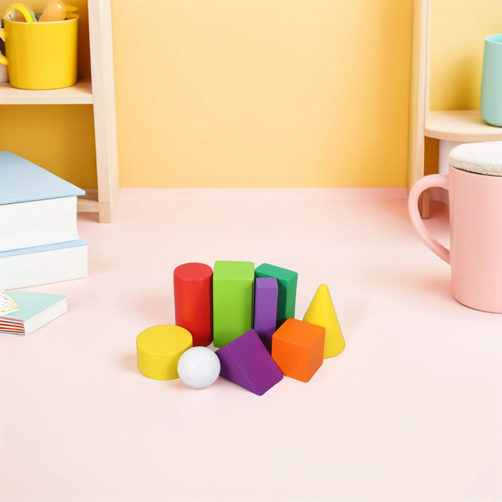

32Pcs Geometric Wooden Blocks Multicolored Shape Cognition Stacking Educational Learning Set for Toddlers Preschool Kindergarten