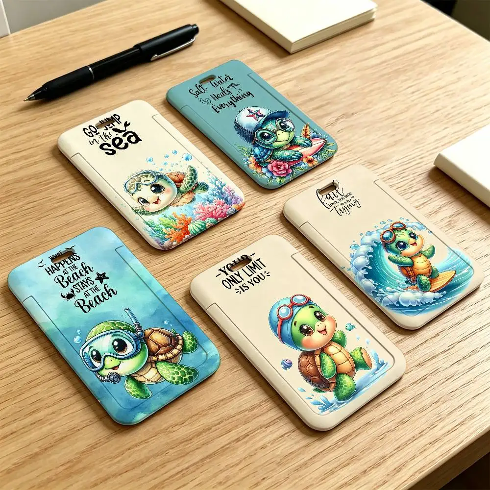 Cute Sea Turtle Series Holder Lanyard Credential Holders Neck Straps Badge Holder Keychain For Door Card