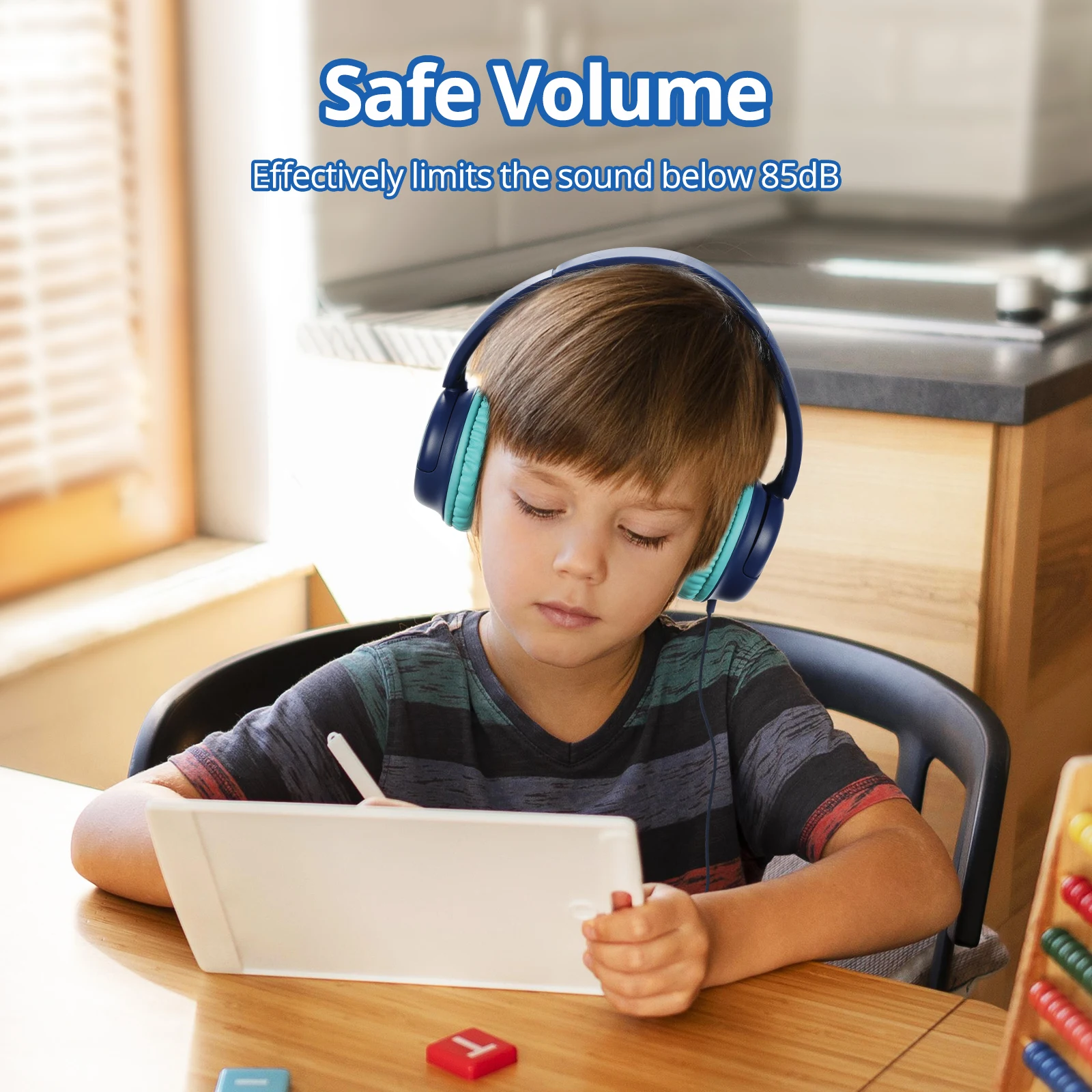 سماعات رأس سلكية للأطفال من Tronsmart KH01C مع حجم آمن 85 ديسيبل، سماعة رأس سلكية مريحة قابلة للطي وخالية من التشابك مقاس 3.5 ملم