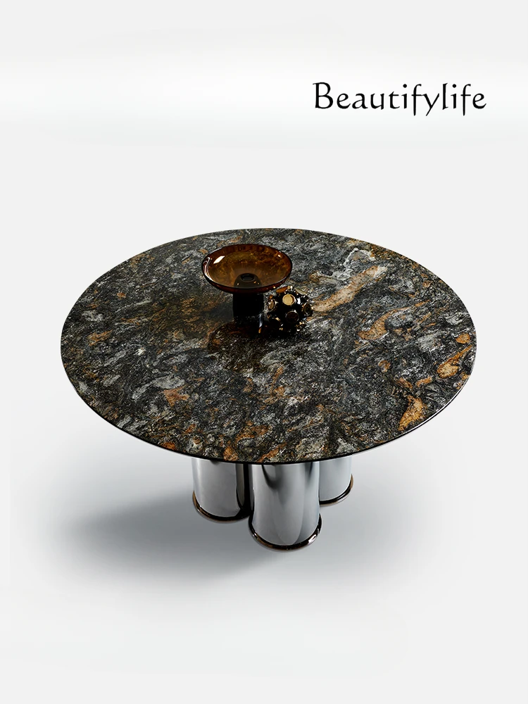 Natural Luxury Stone Dining Table round Large Apartment Light Luxury Minimalist High-End Custom Marble round Table Sets