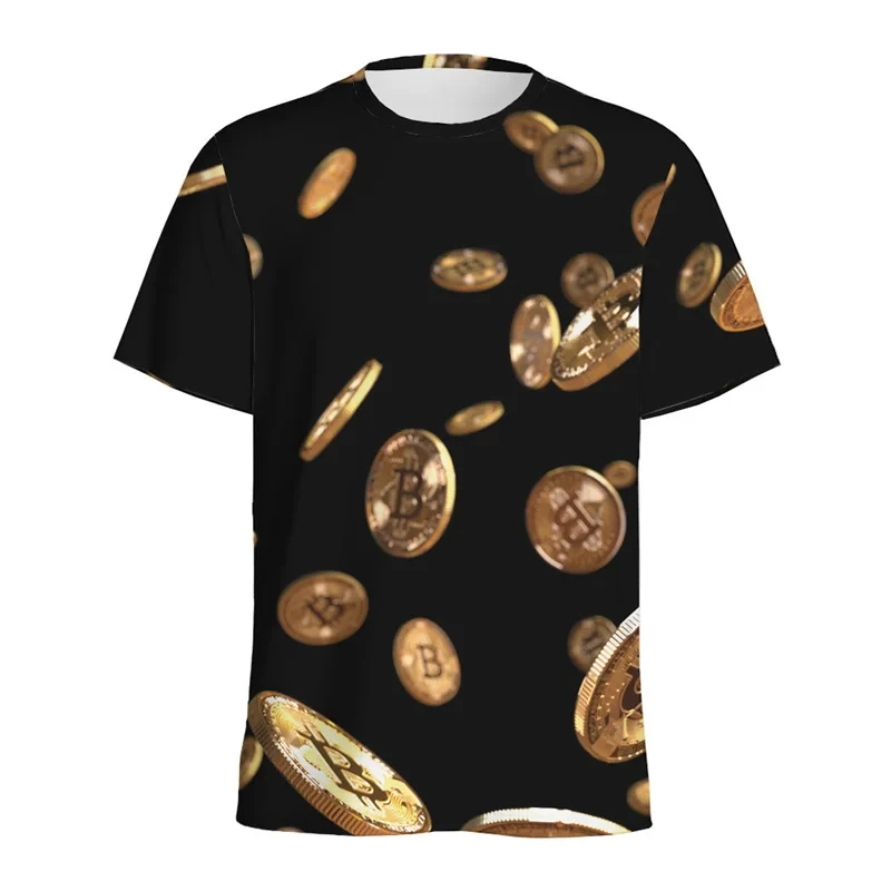 3D Printed Bitcoin Pattern T Shirt For Men Short Sleeve Round Neck Tshirts Personaltiy Oversized Tops Tee Shirts Streetwear