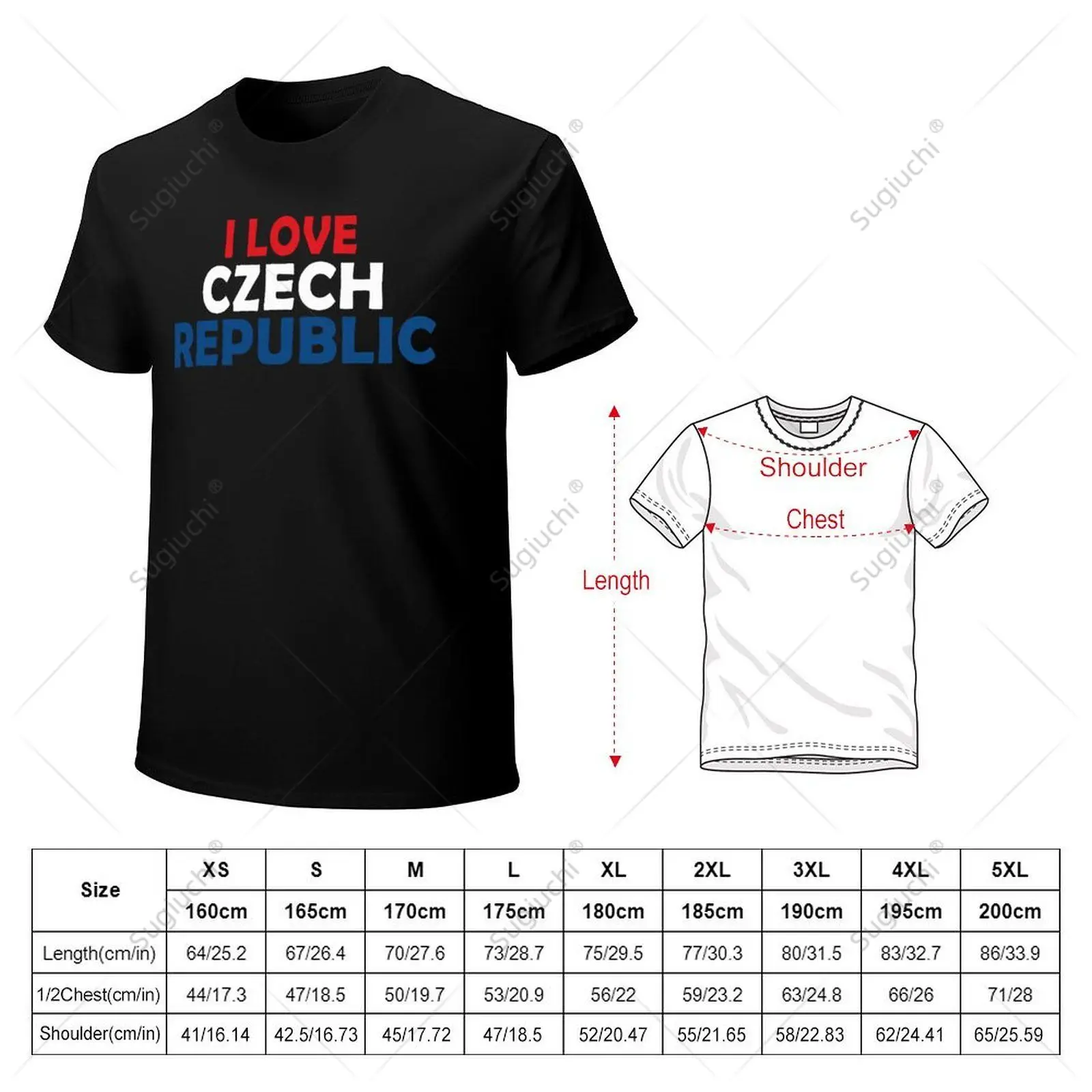 Unisex Men I LOVE Czech Republic Flag Tshirt Tees T Shirts Women Boys 100% Cotton T-Shirt view 6