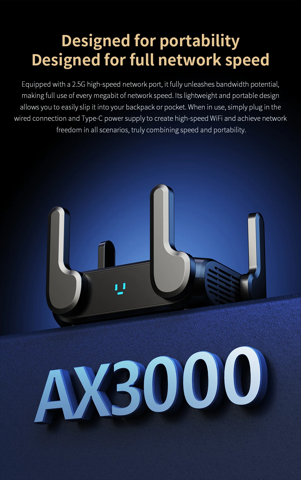 Comfast AX3000 WiFi 6 Mesh WIFI Gigabit Router 2.4G/5.8GHz Dual-Band 802.11AX USB Wireless Signal Amplifier WiFi Repeater Router