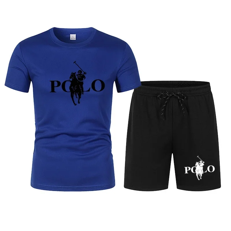 2026 Summer Fashion Casual Sportswear Net Mesh High Street Men's Clothing, Casual T-shirt + Shorts, Breathable