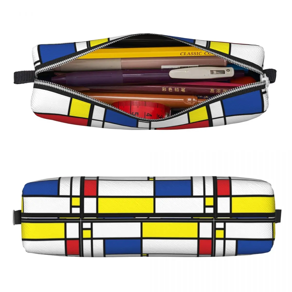 Imagem -02 - Mondrian Minimalista de Stijl Lápis Cases Arte Moderna Estojos para Crianças Bolsa de Grande Capacidade Material Escolar Papelaria Presente