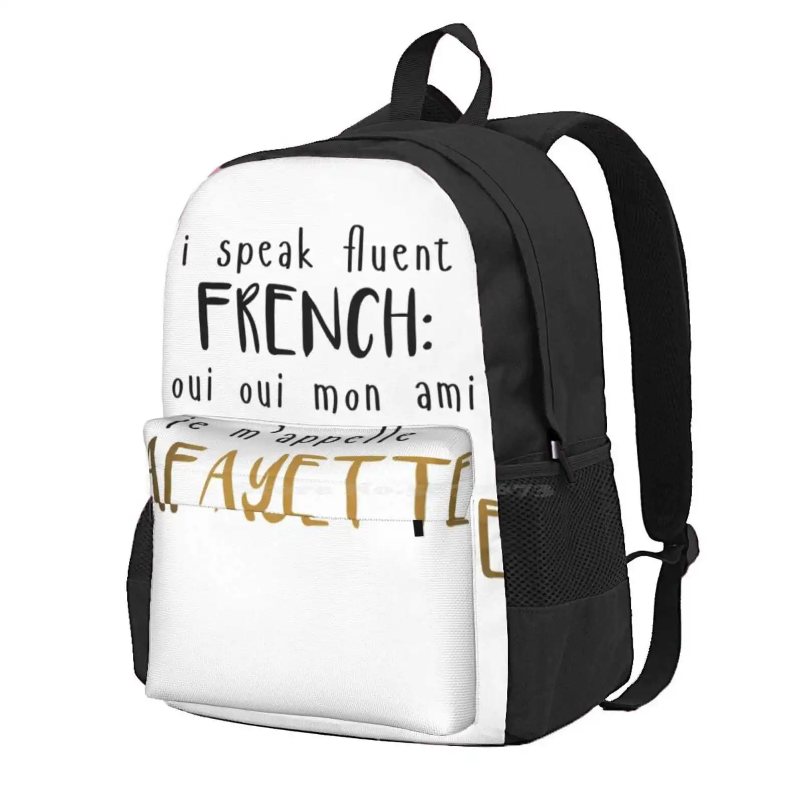 Fluent French Hot Sale Schoolbag Backpack Fashion Bags Hamilton The Musical Alexander Hamilton Musicals Musical Theatre