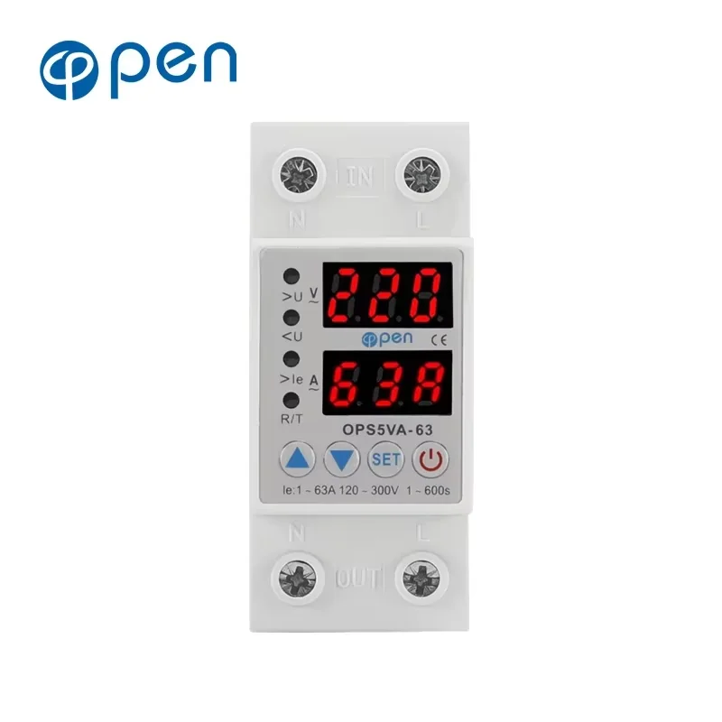 63A 230V Din rail adjustable over under voltage protective protector relay protection digital electric voltage protector