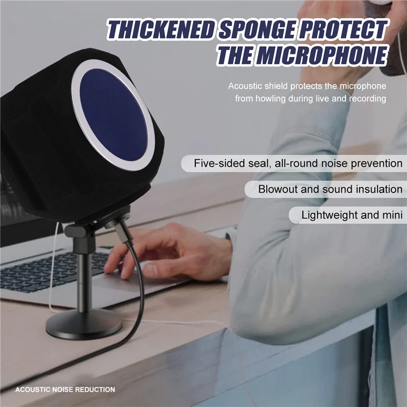 ABKN-C5 Universal Studio Mic Screen Live Recording Microphone Anti-Interference Noise Reduction Wind Screen