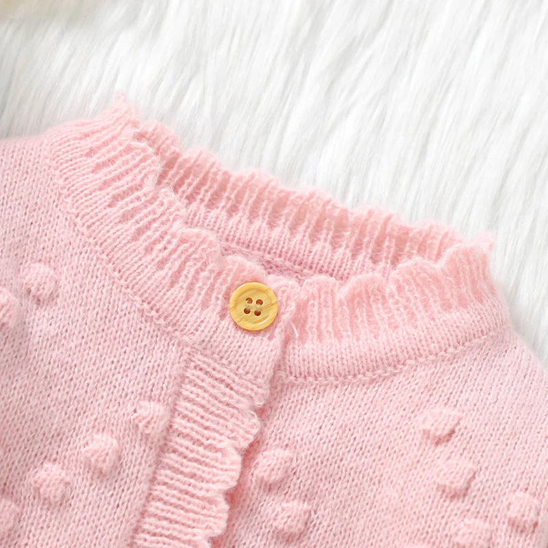 Newborn Baby Romper Knitted Infant Girl Jumpsuit Long Sleeve Autumn Toddler Kid Clothes Fashion Pink Solid 0-18M Overalls Winter