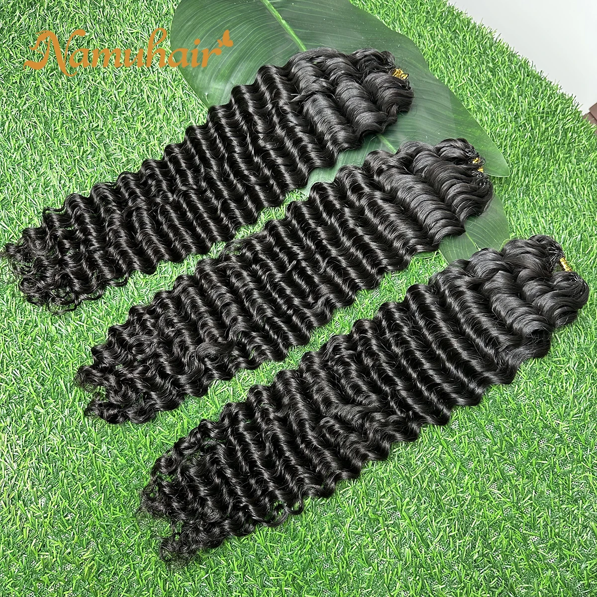Extensions de cheveux humains 100% naturels pour tresses au crochet style bohème, ondulations profondes, pré-séparées, effet plume, 100g/paquet