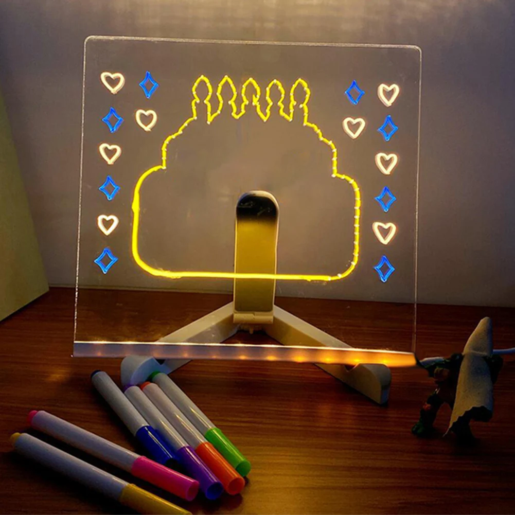 

Halloween DIY Lighted Dry Erase Board with Colors & Stand LED Letter Message Board Erasable Glowing Drawing Board for Children