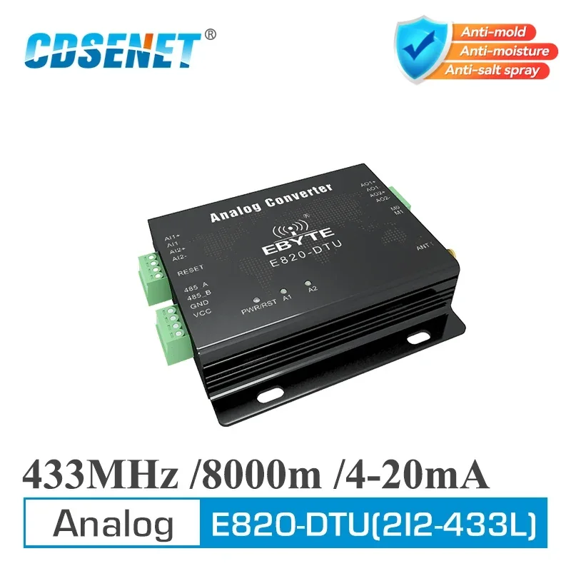 433MHz Analog Acquisition Module Modbus RTU CDSENET E820-DTU(2I2-433L) 1W RS485 2 Channel Wireless Control Collection Converter