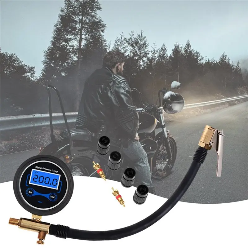 Stable-Compact Digital Tire Inflator Hose Quick Connect Tire Inflator Pump LCD Display Car Tire Pressure Inspection Tool