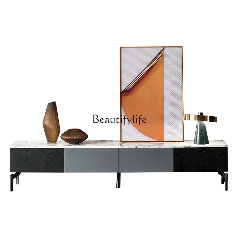 

Italian minimalist living room TV cabinet Modern minimalist marble floor cabinet