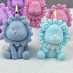 1pc Cute Lion Silicone Candle Mold Handmade Soap Aromatherapy Plaster Resin Making Kit DIY