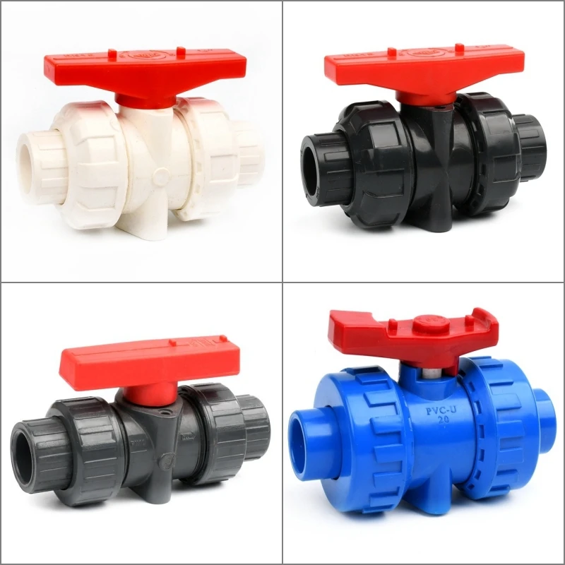 1PC I.D 20~63mm PVC Double Union Ball Valve Garden Irrigation Switch Valve UPVC Pipe Fittings Aquarium Fish Tank Accessories