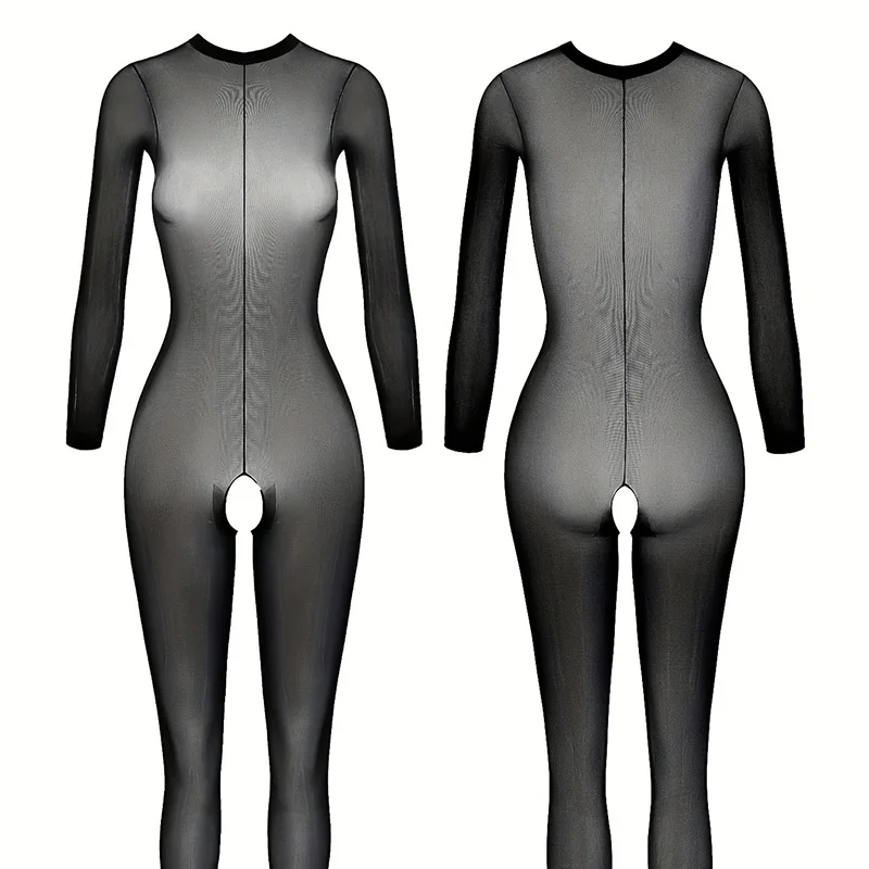 1 قطعة ملابس نسائية شفافة ضيقة ، بذلة شبكية لصيد السمك باللون الأسود ، بذلة مفتوحة المنشعب ، بذلة مثيرة ، جوارب بذلة #6
