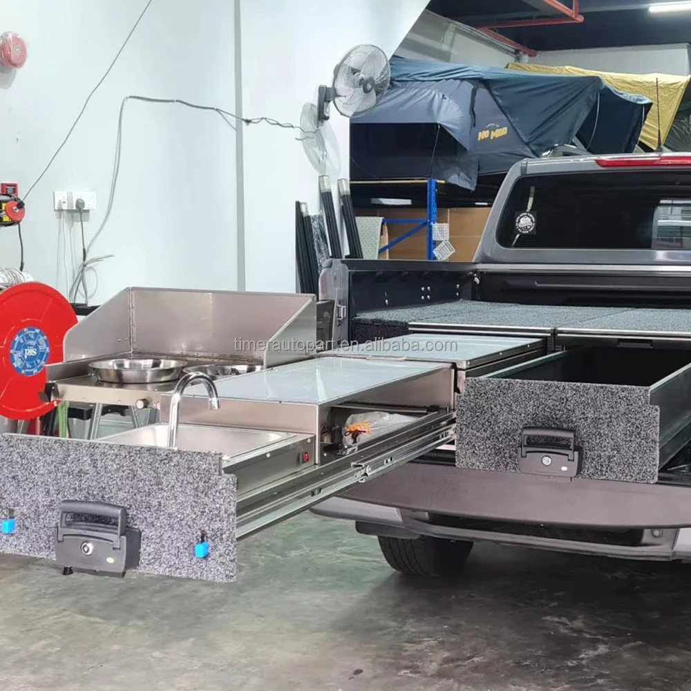 

Выдвижная кухня для пикапа/фургона: интегрированная плита и раковина для приготовления пищи на открытом воздухе