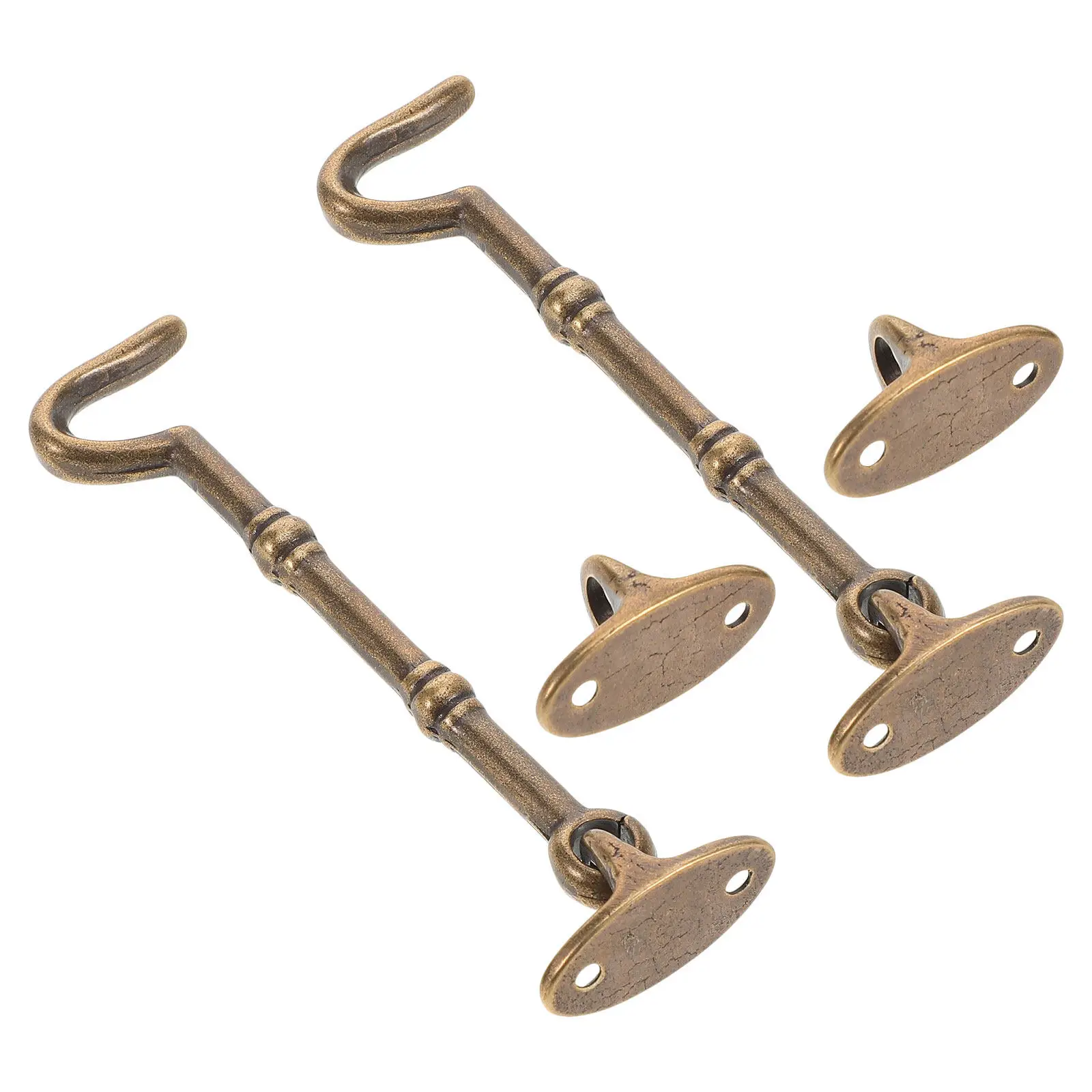 2Pcs Solid Brass Hook Latch Weather Resistant Door Latch for Window Gate Interior Door Security Lock Simple Install No Damage