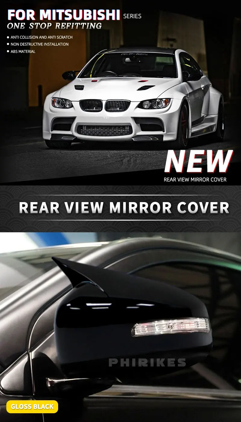 Für Mitsubishi Lancer X10 EX EVO 2013-2016 Seite Tür Rückspiegel Abdeckung Trim Auto Styling Zubehör Auto teil – Detail 1